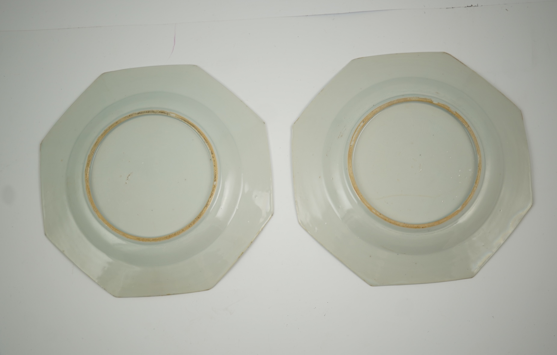 A pair of Chinese famille rose ‘cockerel’ octagonal plates, Yongzheng period